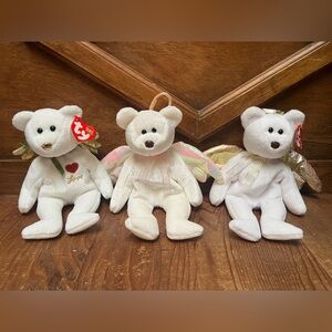 Ty Beanie Babies Angel Bear Set - White and Gold